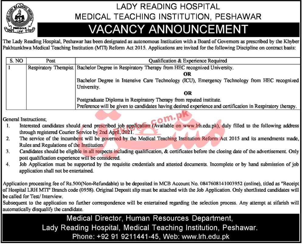 Jobs in Lady Reading Hospital Medical Teaching Institution