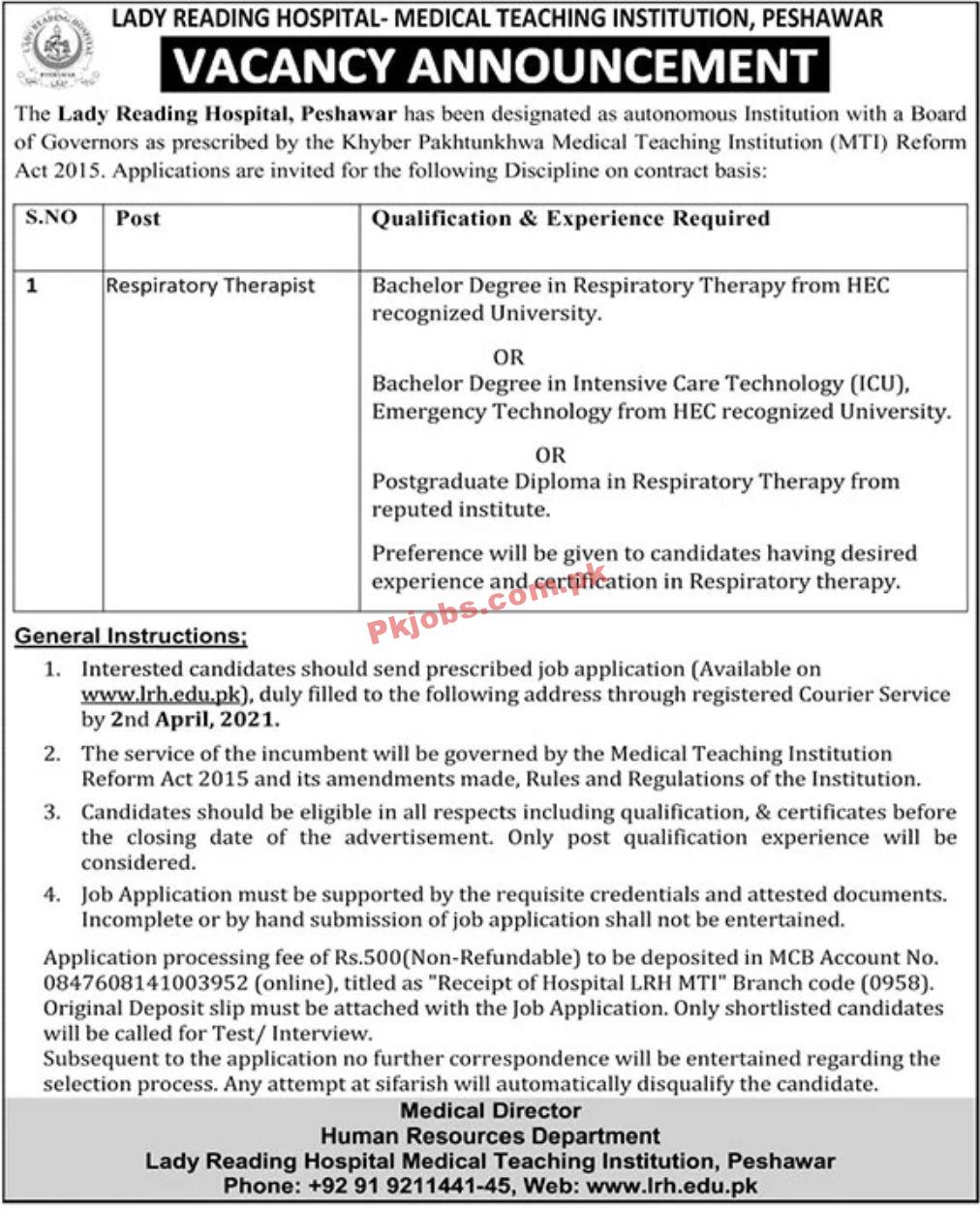 Jobs in Lady Reading Hospital