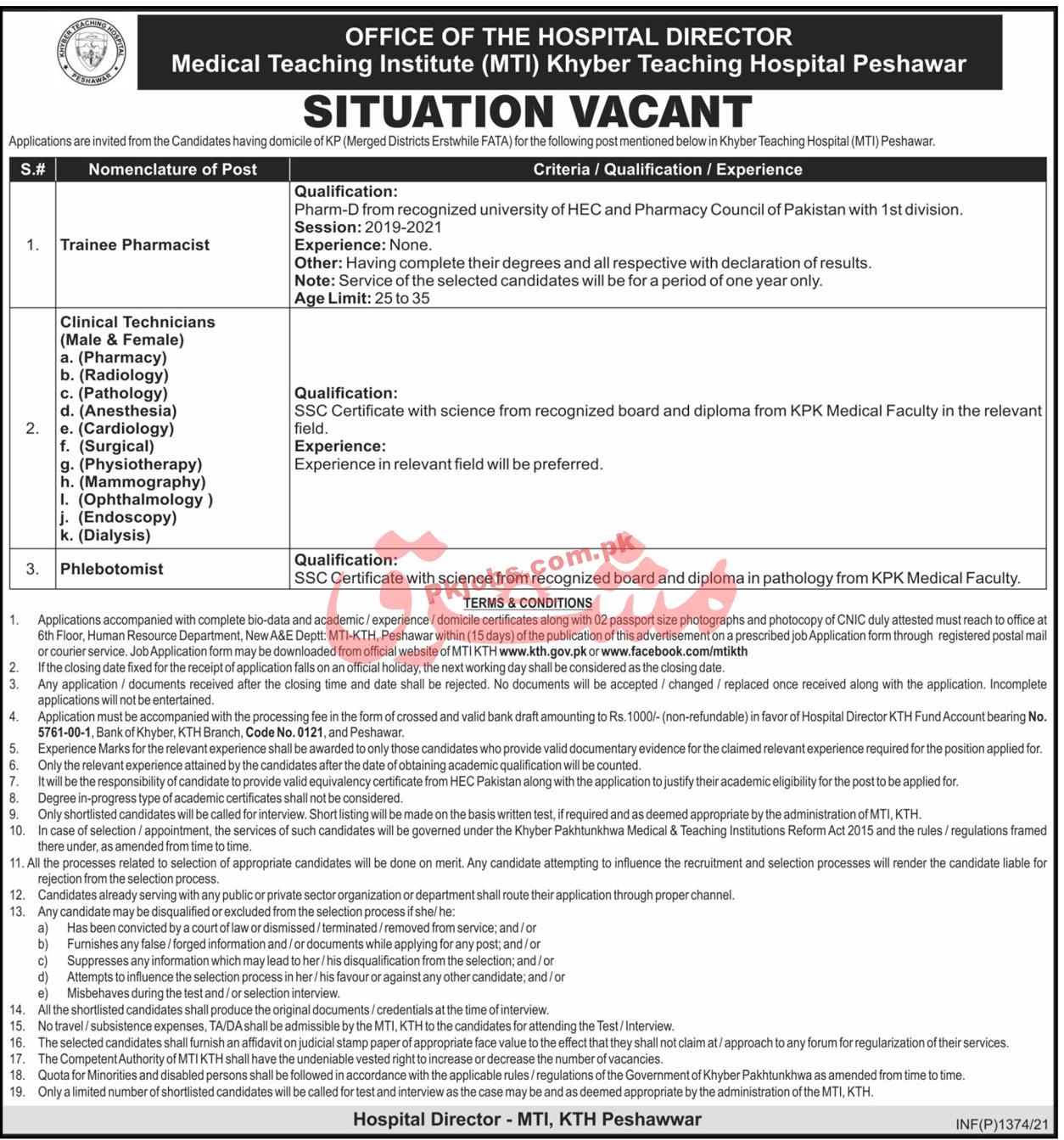 Jobs in Medical Teaching Institute MTI Khyber Teaching Hospital Peshawar