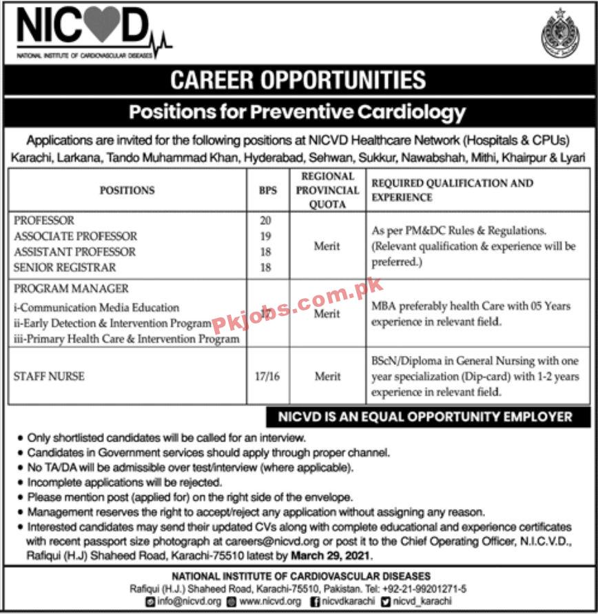 Jobs in NICVD National Institute of Cardiovascular Diseases