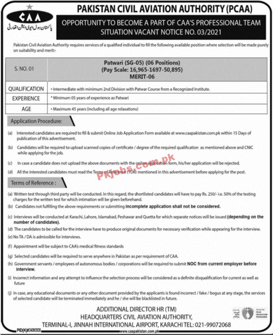 Jobs in Pakistan Civil Aviation Authority PCAA