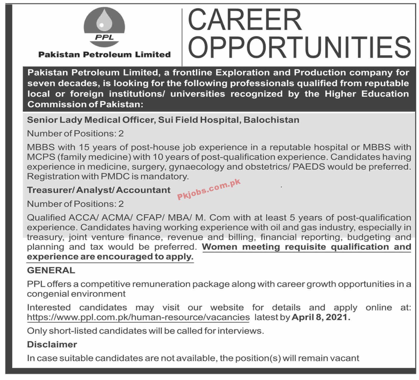 Jobs in Pakistan Petroleum Limited PPL