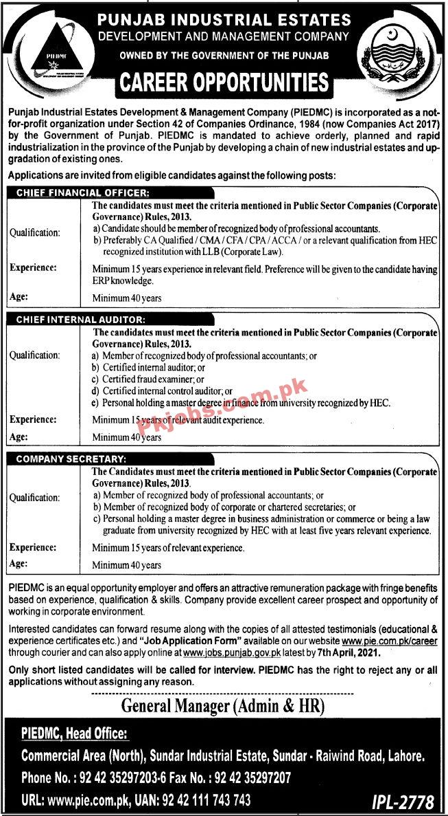 Jobs in Punjab Industrial Estates Development and Management Company