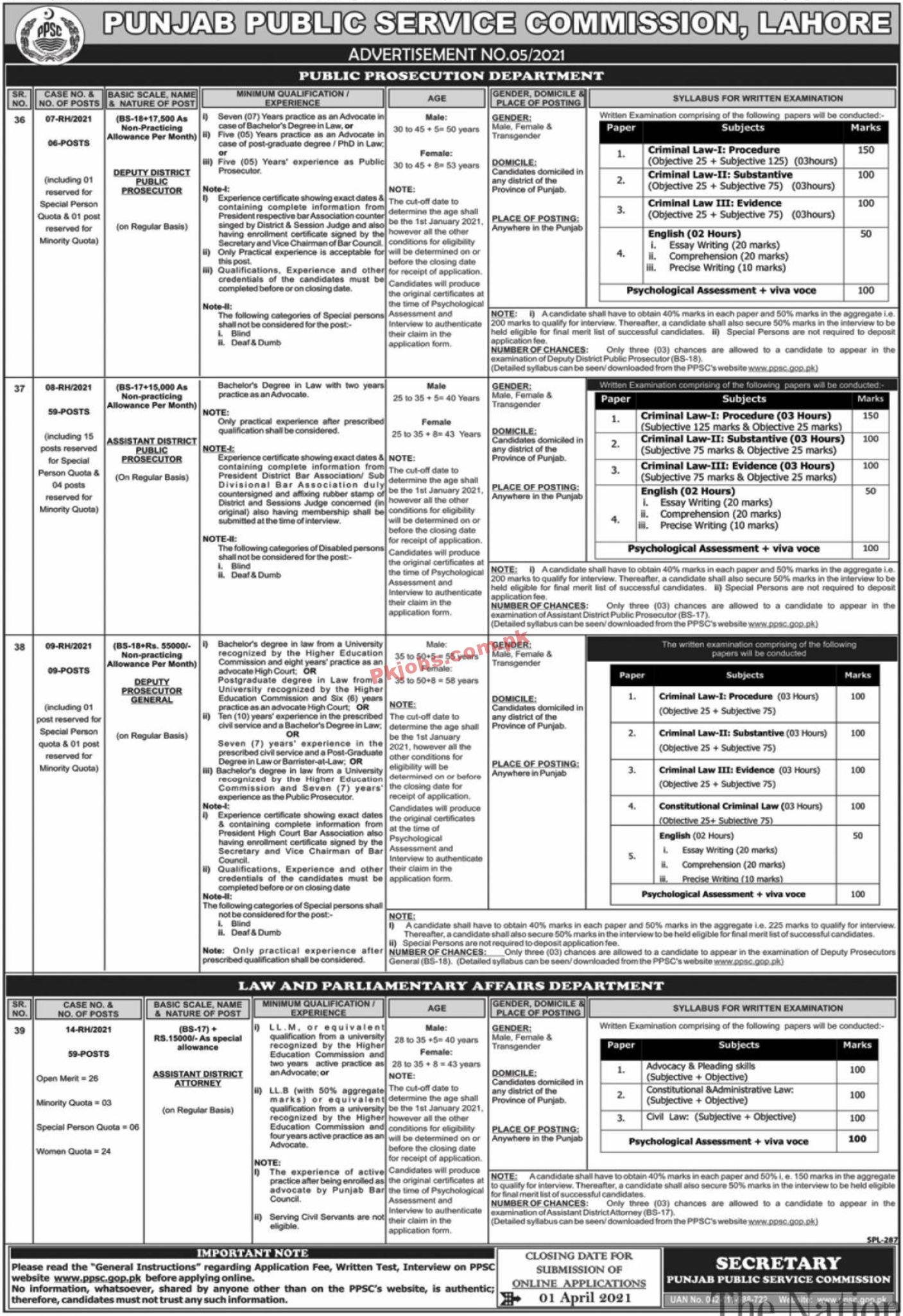 Jobs in Punjab Public Service Commission PPSC Lahore