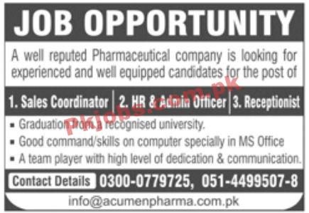 Jobs in Reputed Pharmaceutical Company