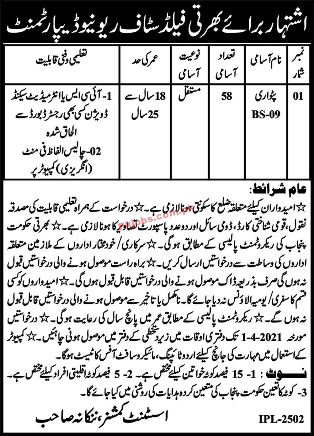 Jobs in Revenue Department