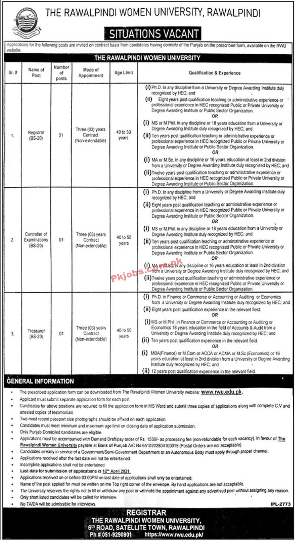 Jobs in The Rawalpindi Women University