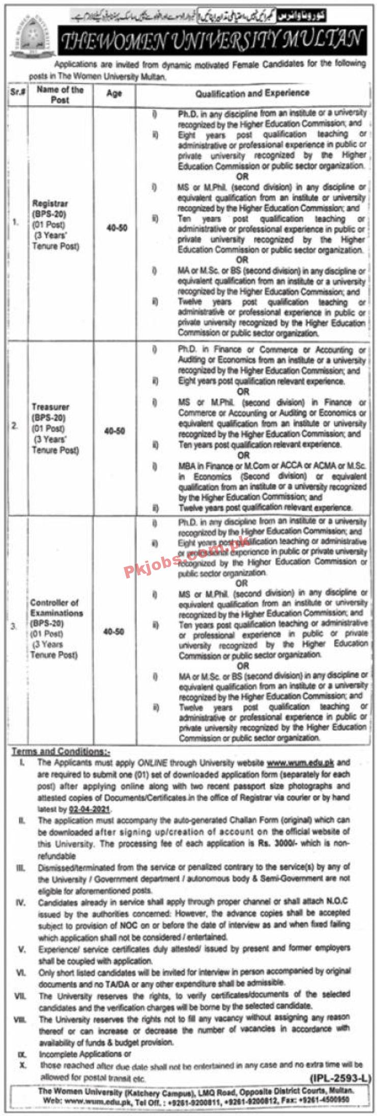 Jobs in The Women University Multan