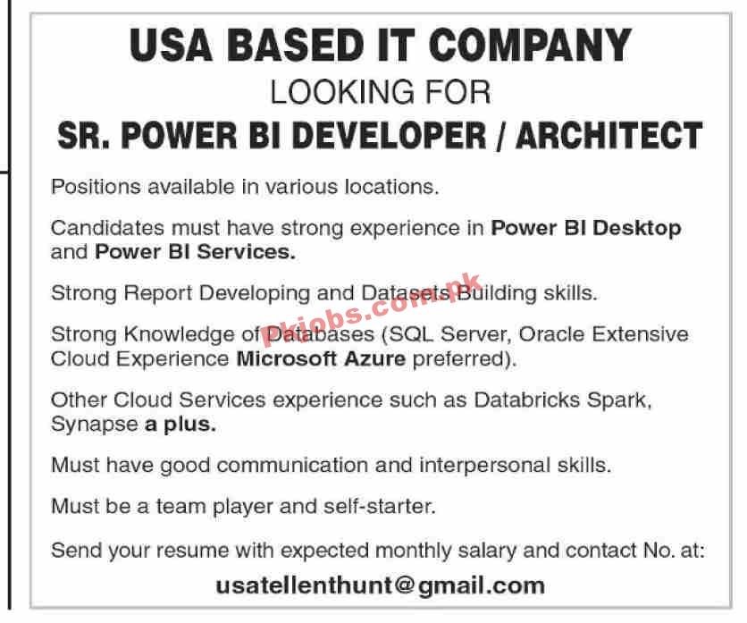 Jobs in USA Based IT Company