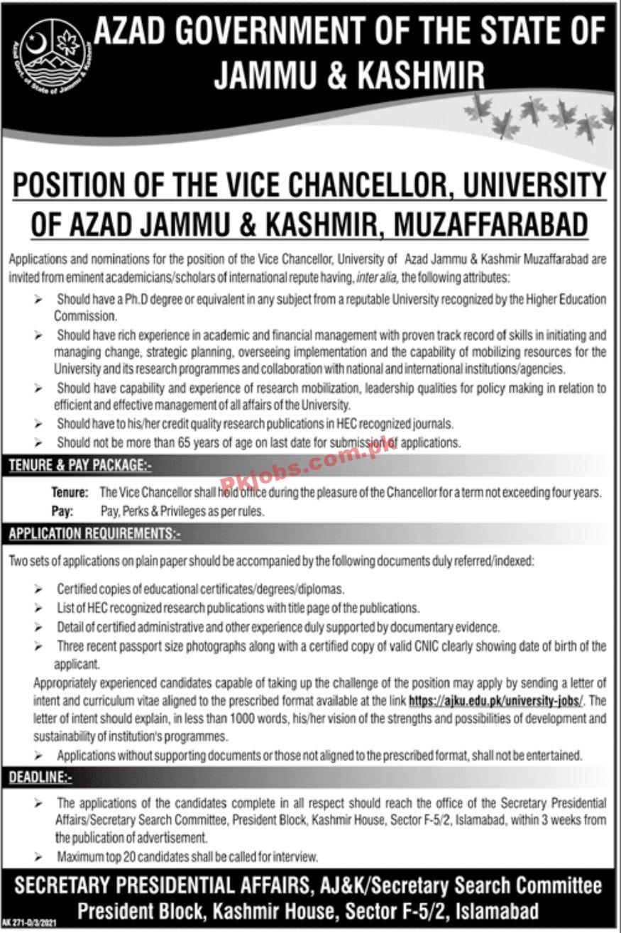 Jobs in University of Azad Jammu & Kashmir