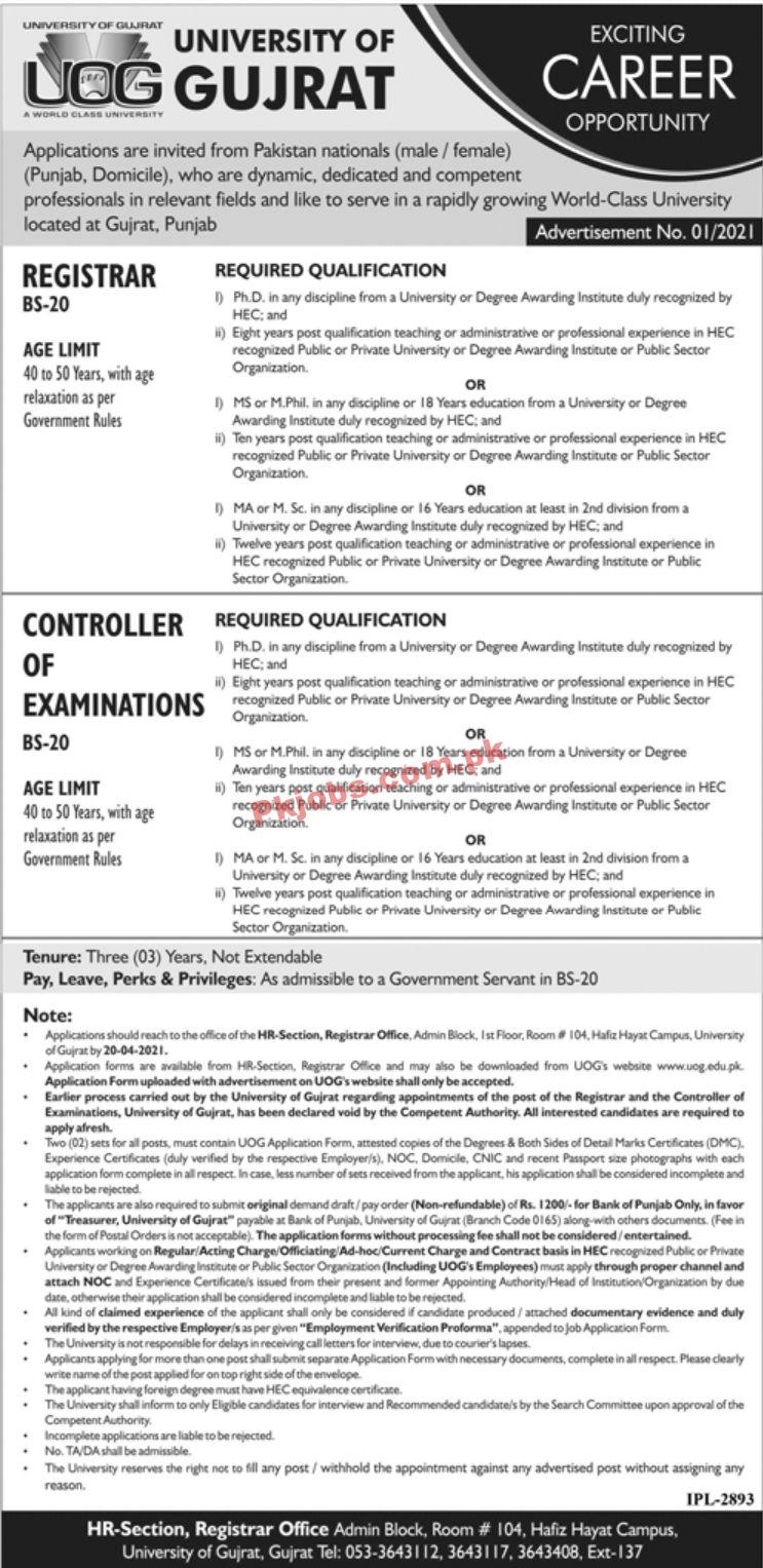 Jobs in University of Gujrat UOG