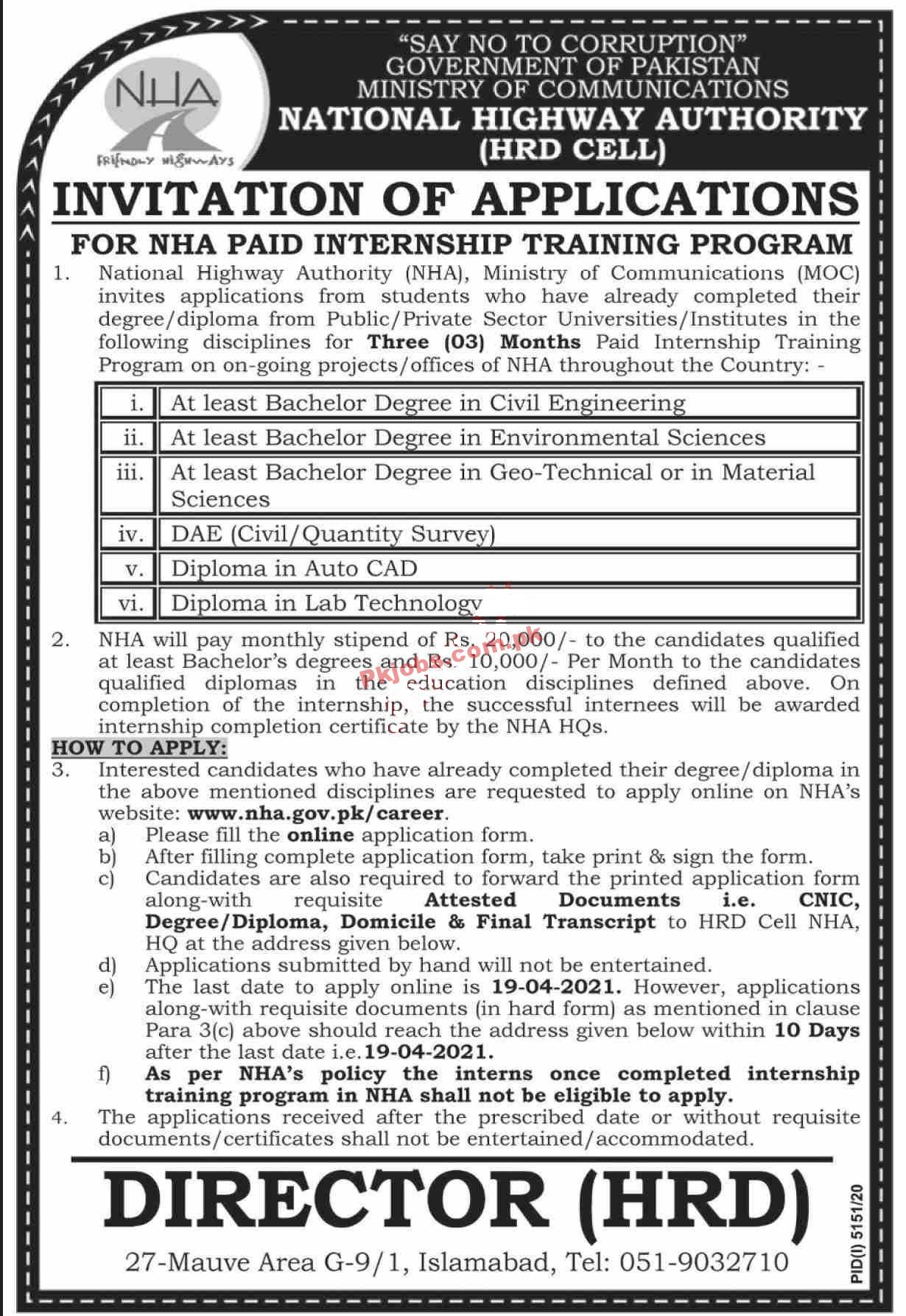 National Highway Authority (NHA) PK Jobs 2021