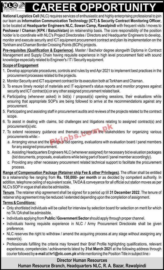 National Logistics Cell (NLC) Management & Security PK Jobs 2021