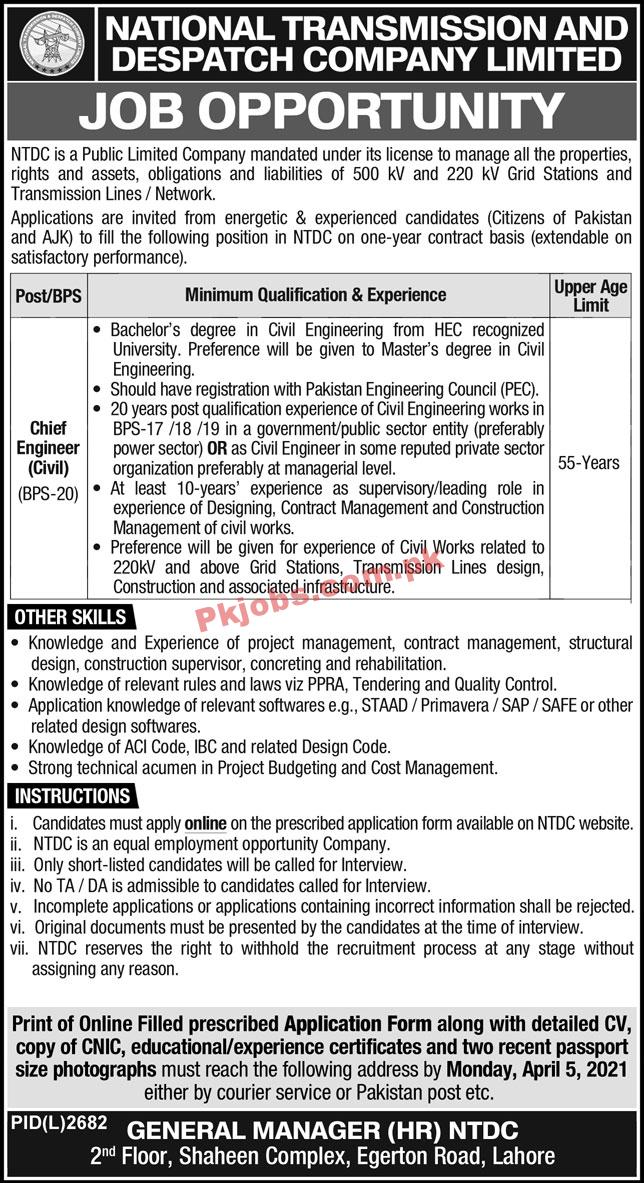 National Transmission & Despatch Company (NTDC) PK Jobs 2021