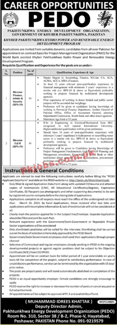 PEDO Energy Development Organization PK Jobs 2021