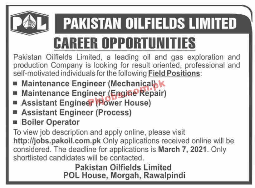 Pakistan Oilfields Limited Latest PK Jobs 2021