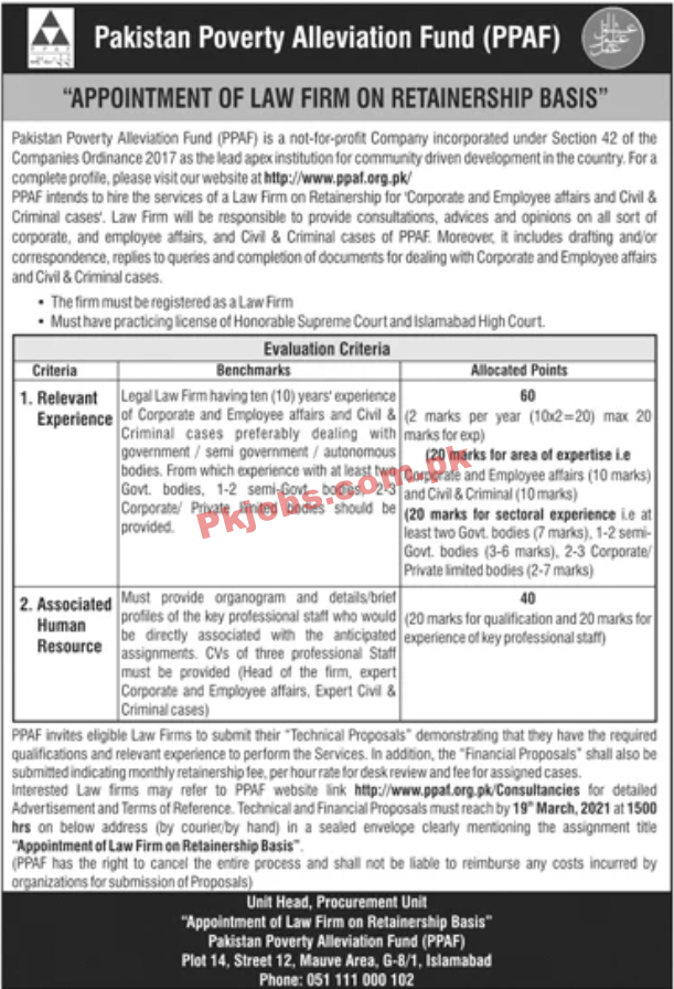 Pakistan Poverty Alleviation Fund (PPAF) PK Jobs 2021