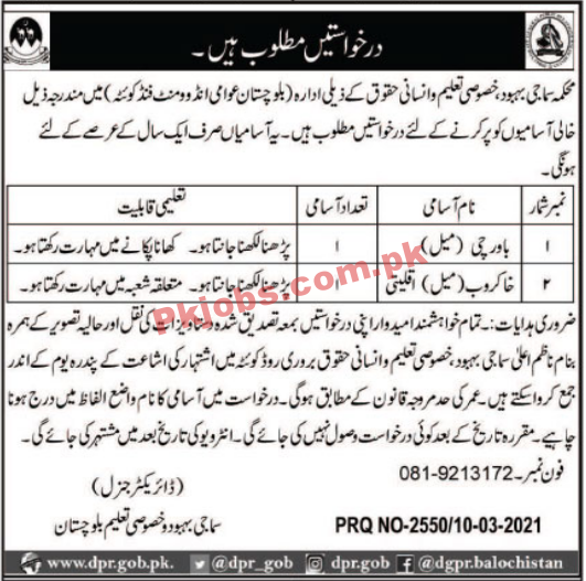 Social Welfare & Special Education Department PK Jobs 2021