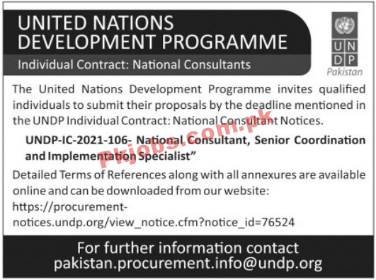 United Nations Development Programme (UNDP) PK Jobs 2021