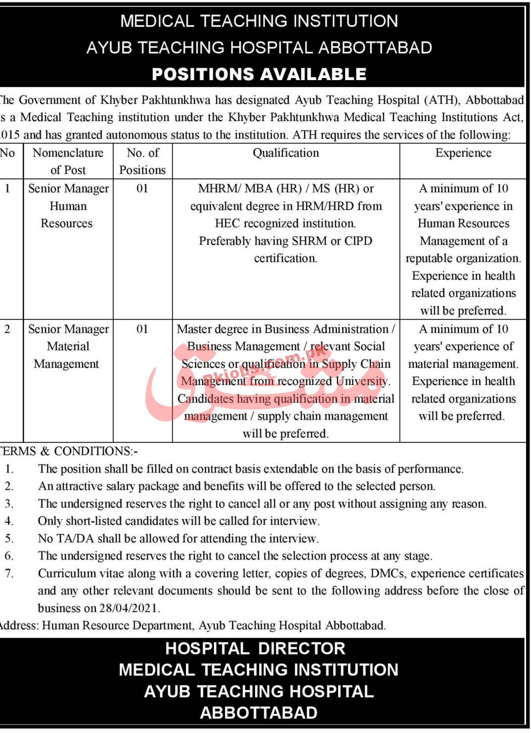 Jobs in Ayub Teaching Hospital