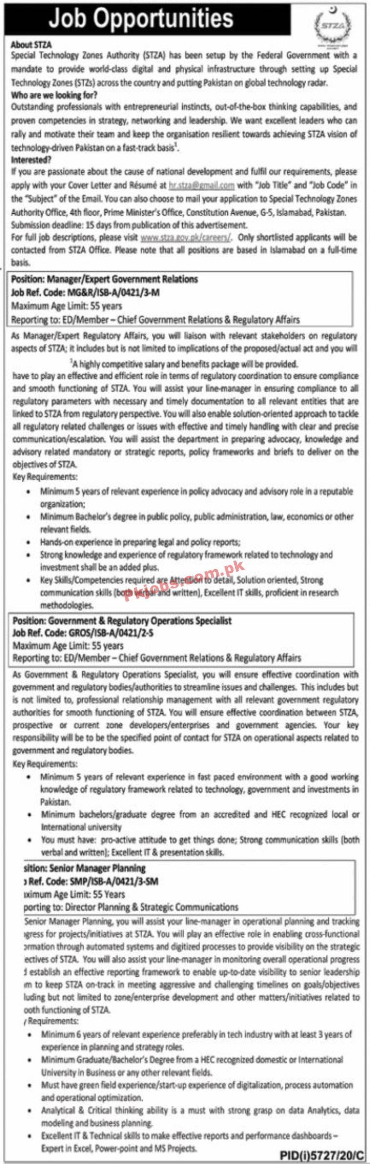 Jobs in Special Technology Zones Authority STZA