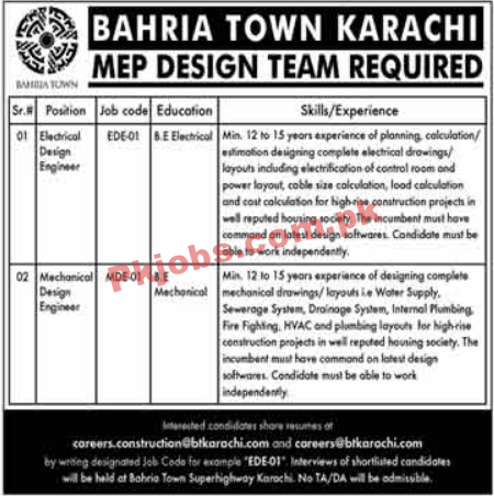 Bahria Town Pvt Limited Latest Advertisement PK Jobs 2021