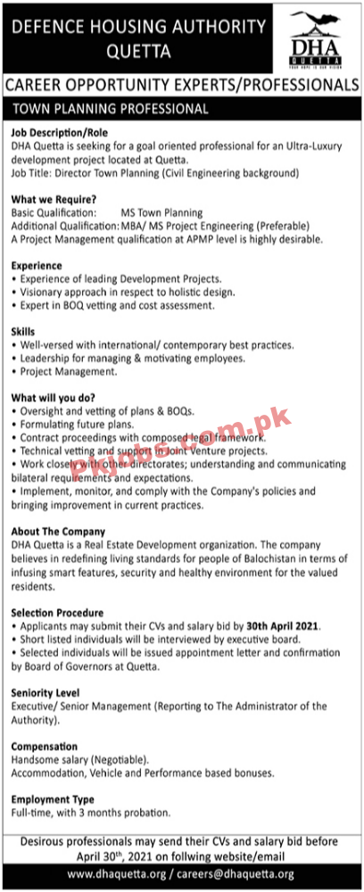 Defence Housing Authority (DHA) Management PK Jobs 2021