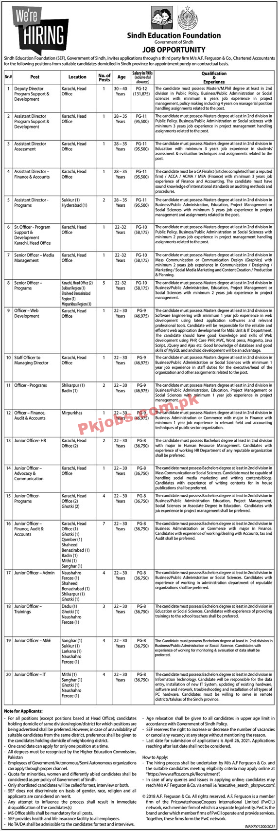 Education Foundation Management PK Jobs 2021