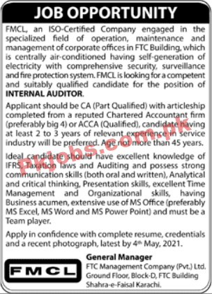 FTC Management Company Pvt Limited Management PK Jobs 2021