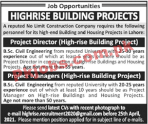 High Rise Building Project Management PK Jobs 2021