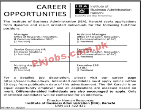 Institute of Business Administration (IBA) Management PK Jobs 2021