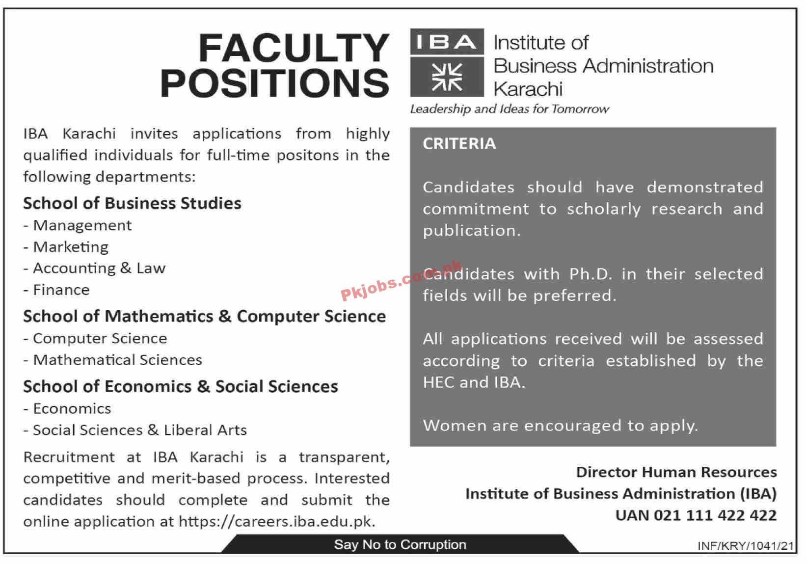 Institute of Business Administration (IBA) PK Jobs 2021