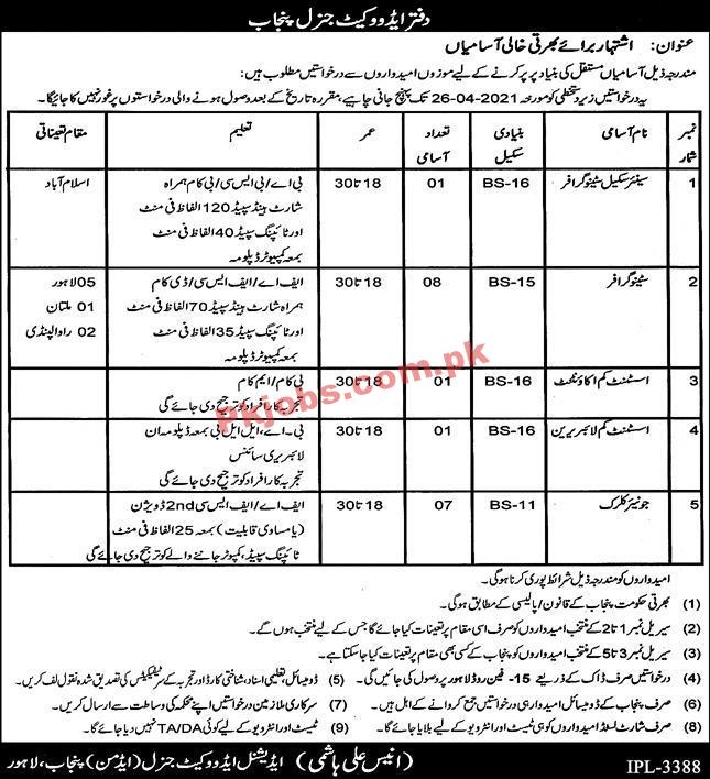 Jobs in Advocate General Punjab Office