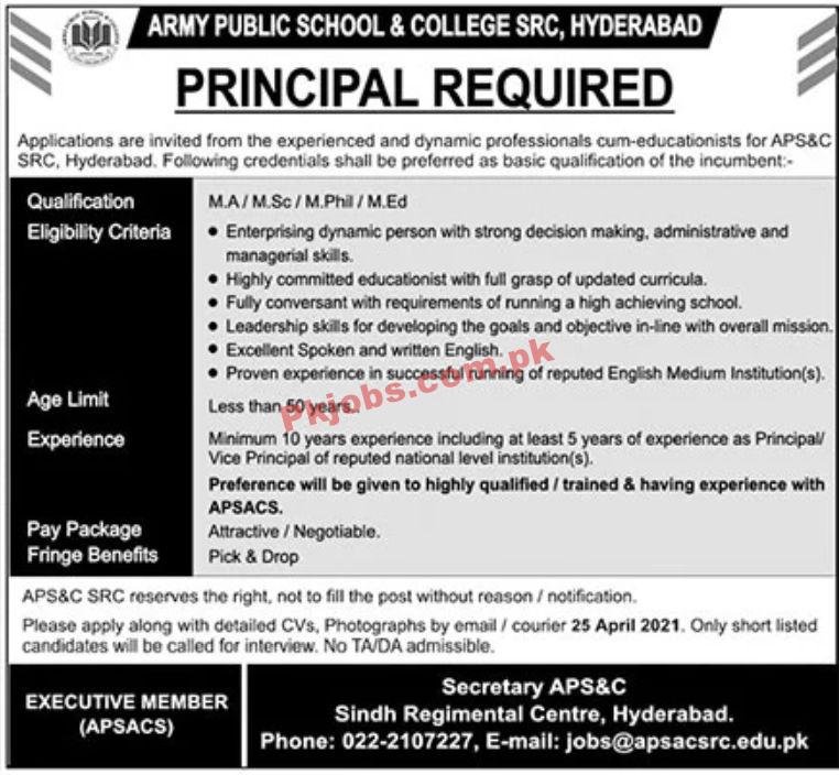 Jobs in Army Public School & College Hyderabad