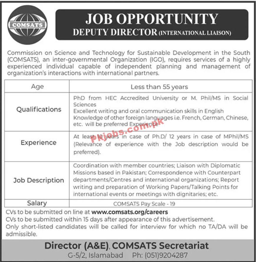 Jobs in COMSAT Islamabad