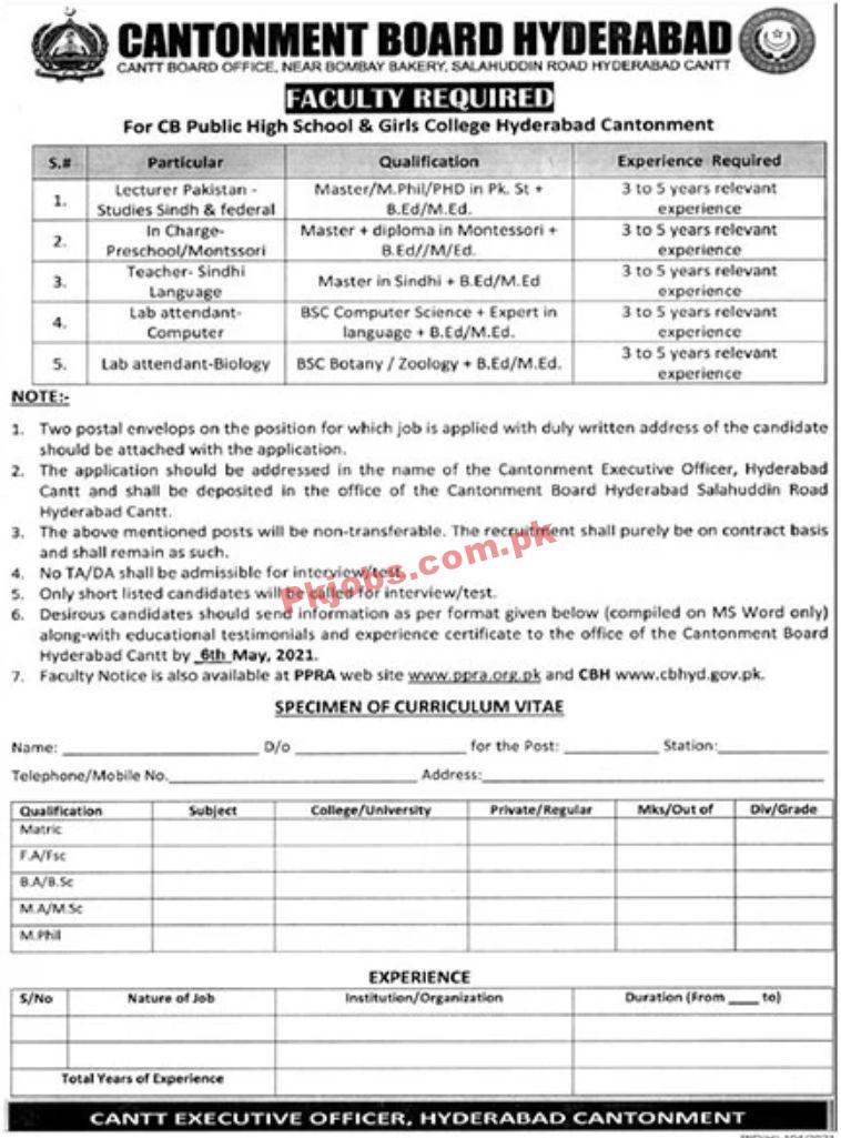 Jobs in Cantonment Board Hyderabad