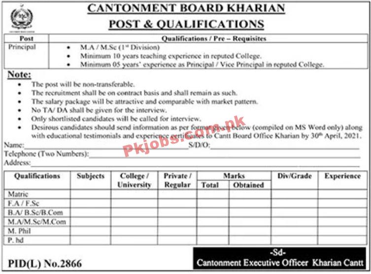 Jobs in Cantonment Board Kharian