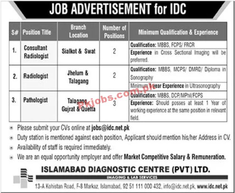 Jobs in Islamabad Diagnostic Centre Pvt Ltd