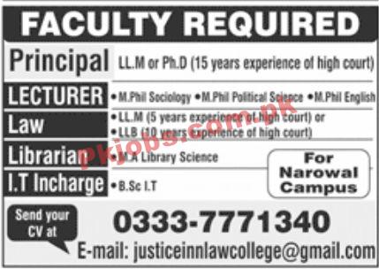 Jobs in Law College