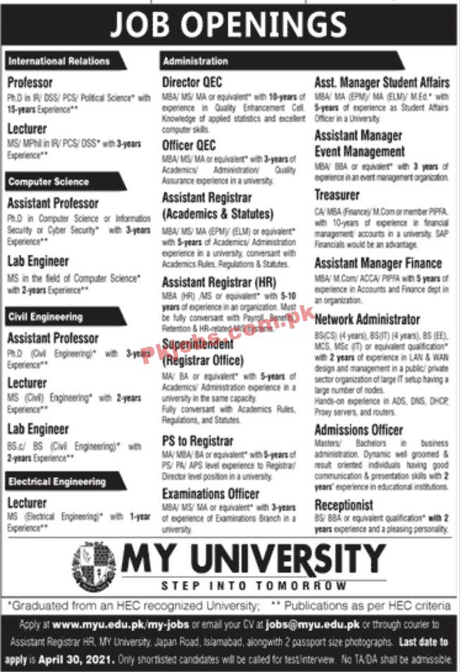 Jobs in My University