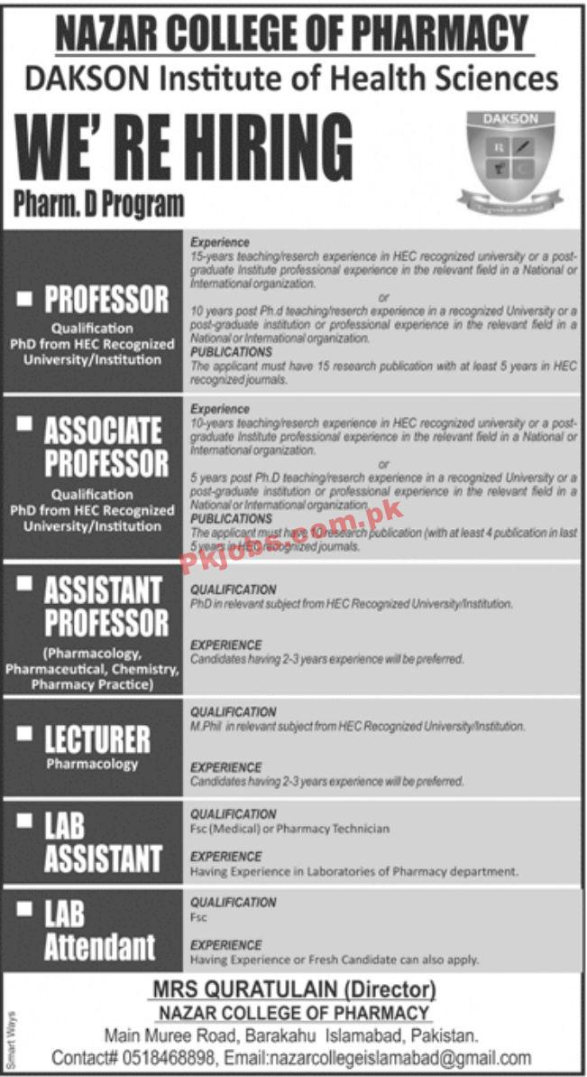 Jobs in NAZAR College of Pharmacy