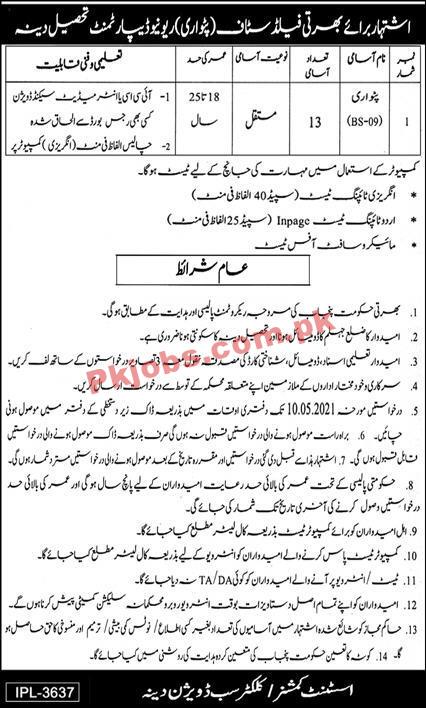 Jobs in Revenue Department Tehsil Dina