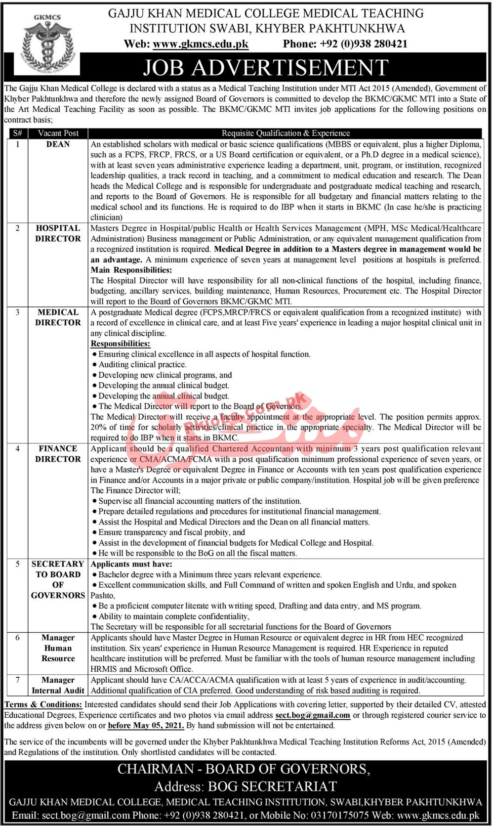 Jobs in The Gajju Khan Medical College