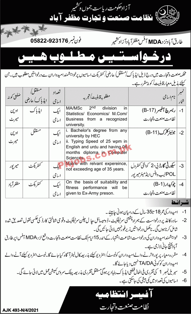 Ministry of Industry & Trade Department PK Jobs 2021