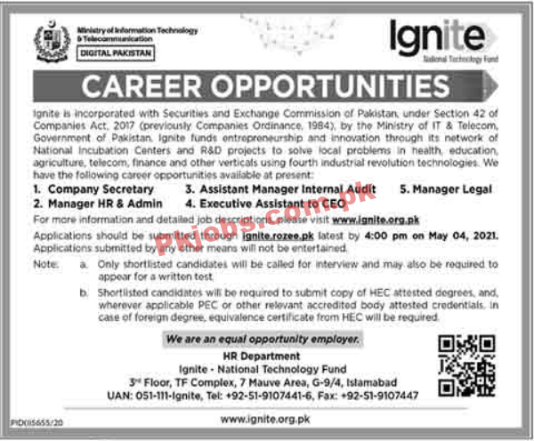 Ministry of Information Technology & Telecommunication PK Jobs 2021