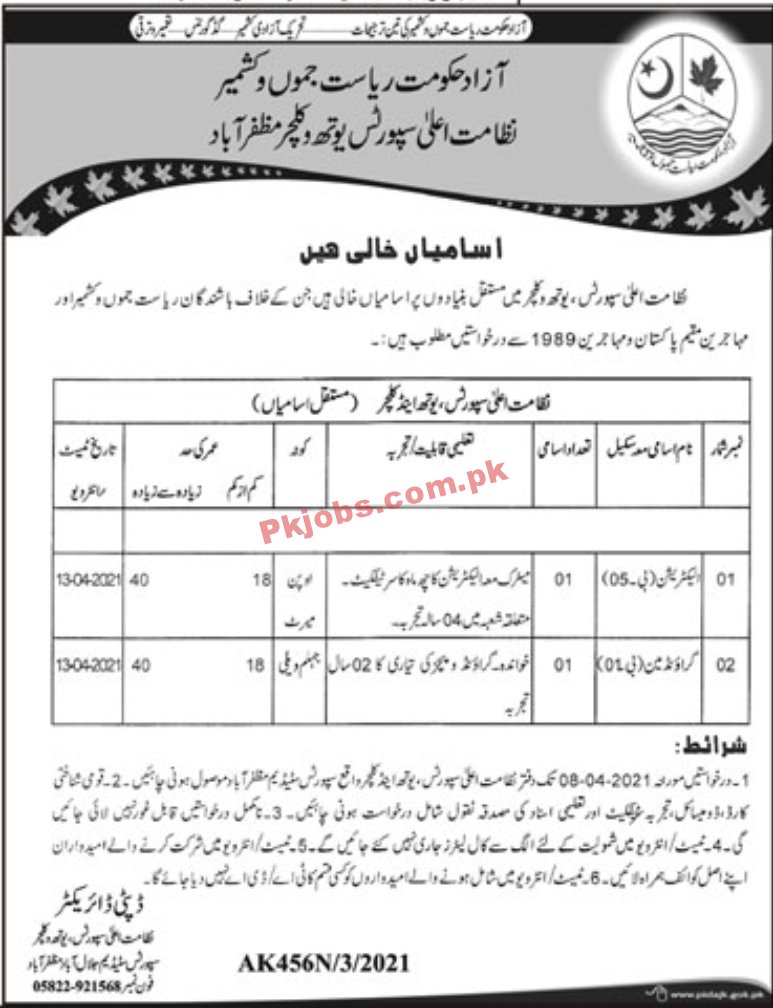 Ministry of Sports Youth & Cultural PK Jobs 2021