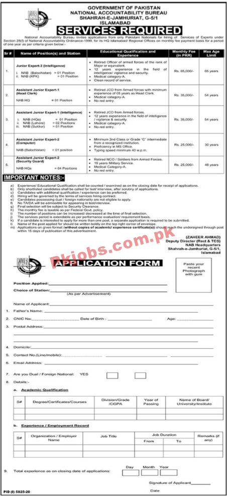 National Accountability Bureau (NAB) Intelligence & Management PK Jobs 2021