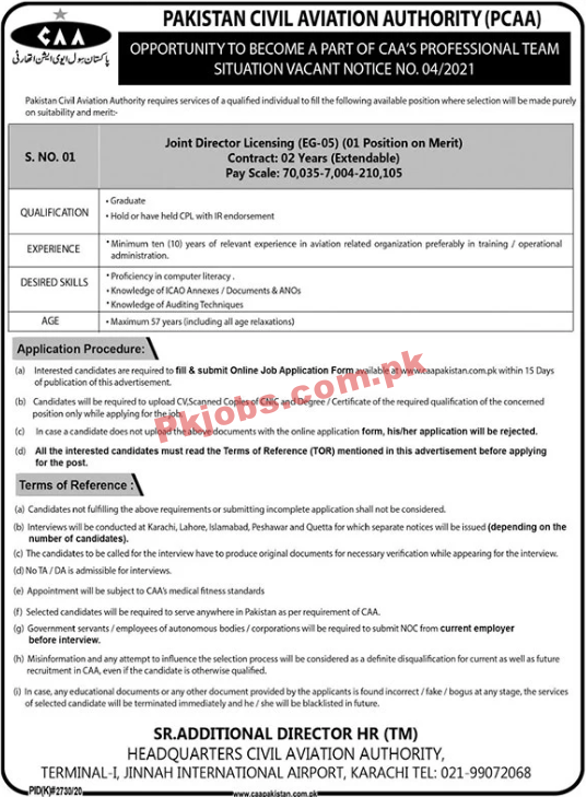 Pakistan Civil Aviation Authority (PCAA) Management PK Jobs 2021