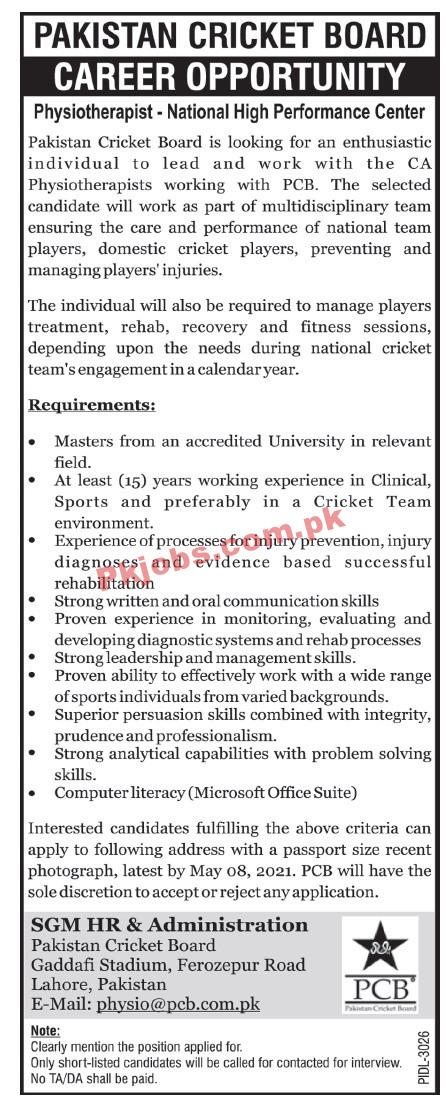 Pakistan Cricket Board (PCB) Latest PK Jobs 2021