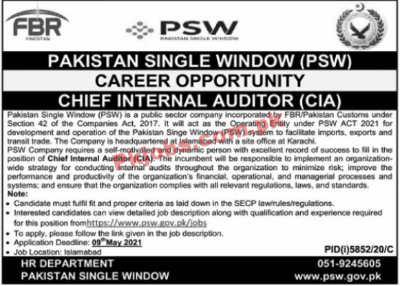 Pakistan Single Window (PSW) Latest Management PK Jobs 2021